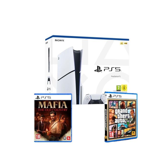 CONSOLA PS5 SLIM + JUEGO MAFIA + JUEGO GRAN THEFT	